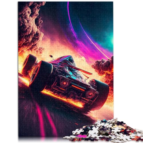 Puzzles für Rennautos im Weltraum mit Flammen. 1000-teiliges Puzzle für Erwachsene. Holzpuzzles als Geschenke für die ganze Familie und 1000 Teile (50 x 75 cm) von LGNBTGM