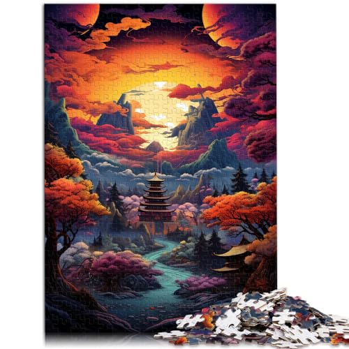 Puzzles für Schöne farbenfrohe psychedelische japanische Landschaft 1000 Puzzles für Erwachsene 1000 Teile Holzpuzzles lustige Familienspiele 1000 Stück (50 x 75 cm) von LGNBTGM