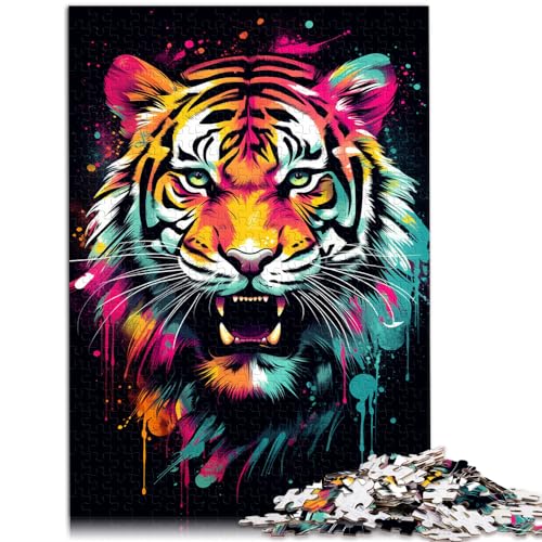 Puzzles für Straßengraffiti, bunter Tiger, 1000-teiliges Puzzle für Erwachsene, Holzpuzzle, anspruchsvoll, Aber unterhaltsam und humorvoll, 1000 Teile (50 x 75 cm) von LGNBTGM