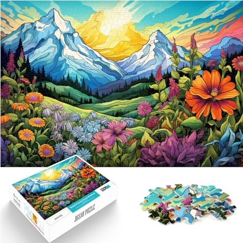 Puzzles für Bunte Blumen und Berge, 1000 extragroße Teile, Holzpuzzle, Weihnachts- und Geburtstagsgeschenke, 1000 Teile (50 x 75 cm) von LGNBTGM