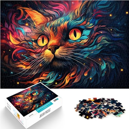 Puzzles für Bunte psychedelische Katzen, 1000 Teile, Holzpuzzle, Spielzeug, Puzzle, Lernspiele, Stressabbau-Puzzles, 1000 Teile (50 x 75 cm) von LGNBTGM