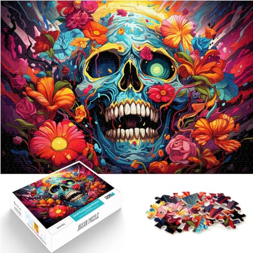 Puzzles für bunten Rosenschädel, Puzzle 1000 Teile, Holzpuzzle, Spielzeug, Puzzle, Lernspiele, Stressabbau-Puzzle, 1000 Teile (50 x 75 cm) von LGNBTGM