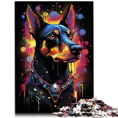 Puzzles für farbenfrohe, psychedelische Schwarze Hundekunst, Puzzles mit 1000 Teilen für Erwachsene, Holzpuzzles, Familienunterhaltungsspielzeug, 1000 Teile (50 x 75 cm) von LGNBTGM