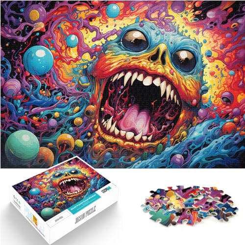 Puzzles für farbenfrohe Kunstmonster, 1000-teiliges Puzzle für Erwachsene, Holzpuzzle, Wanddekoration, einzigartige Geburtstags, 1000 Teile (50 x 75 cm) von LGNBTGM