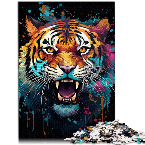 Puzzles für farbenfrohe Tiger. 300-teiliges Holzpuzzle. Jedes Teil ist einzigartig – anspruchsvolles, unterhaltsames Spiel für die ganze Familie. 300 Teile (26 x 38 cm) von LGNBTGM