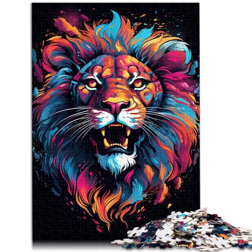 Puzzles für farbenfrohe psychedelische Löwen, 1000 Teile, Holzpuzzle, Spielzeug, Puzzle, Lernspiele, Stressabbau-Puzzles, 1000 Teile (50 x 75 cm) von LGNBTGM