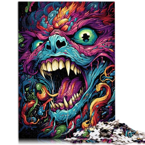 Puzzles für farbenfrohe psychedelische Monster, 1000-teiliges Puzzle, Holzpuzzle, Familienspiel zum Stressabbau, schwieriges Herausforderungspuzzle, 1000 Teile (50 x 75 cm) von LGNBTGM