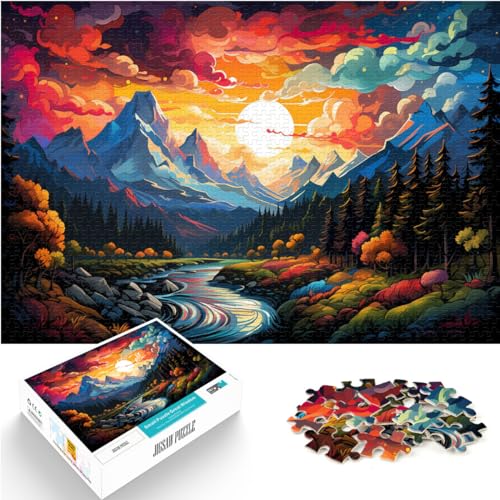 Puzzles für farbenfrohes Alpen-Puzzle, 1000 Teile, Holzpuzzle, Spielzeug, Puzzle, Lernspiele, Stressabbau-Puzzle, 1000 Teile (50 x 75 cm) von LGNBTGM