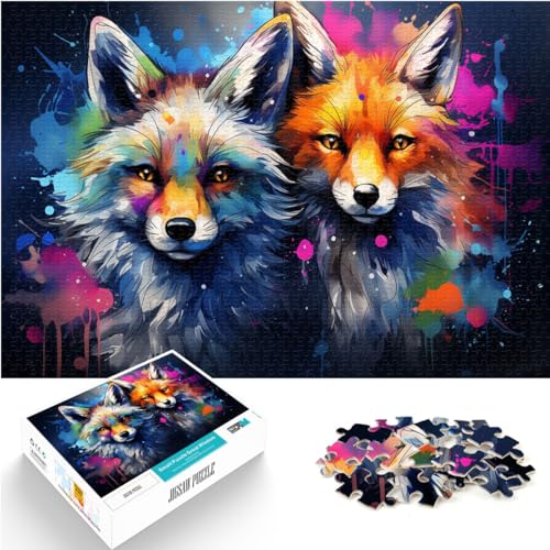 Puzzles für farbenfrohes Art Fox-Puzzle, 1000 Teile, Puzzle für Erwachsene, Holzpuzzle, anspruchsvoll, Aber unterhaltsam und humorvoll, 1000 Teile (50 x 75 cm) von LGNBTGM