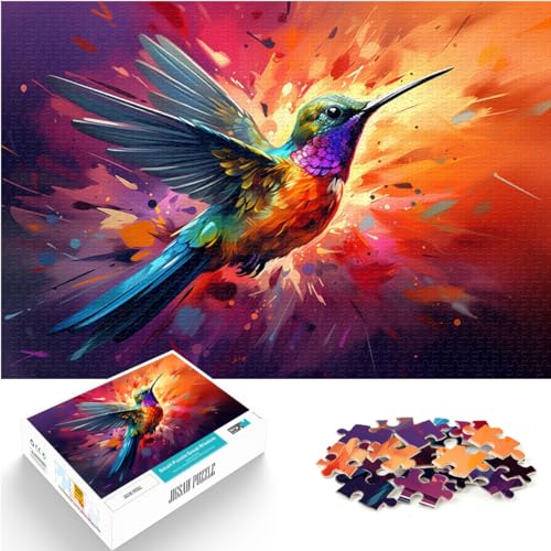 Puzzles für farbenfrohes psychedelisches Gemälde von Kolibris, 1000 Teile, Puzzles für Erwachsene, Holzpuzzles, Heimdekoration, Puzzles 1000 Teile (50 x 75 cm) von LGNBTGM