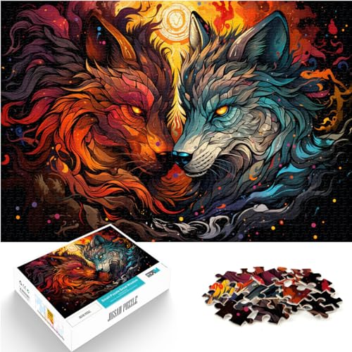 Puzzles für farbenfrohes psychedelisches Wolfsgemälde, 1000 Teile, Puzzle für Erwachsene, Geschenke aus Holz, Puzzles für Freunde und Familie, 1000 Teile (50 x 75 cm) von LGNBTGM