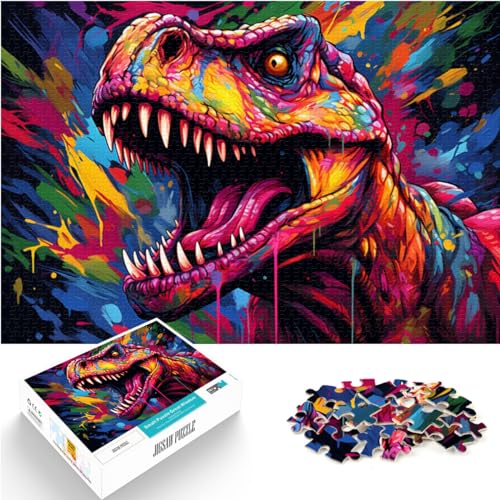 Puzzles für farbige Dinosaurier, 1000 Teile, Holzpuzzle, Spielzeug, Puzzle, Lernspiele, Stressabbau-Puzzle, 1000 Teile (50 x 75 cm) von LGNBTGM