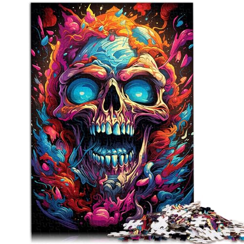 Puzzles für psychedelische Malerei, Totenkopf-Dämon, Puzzle für Erwachsene, 1000 Teile, Holzpuzzle mit passendem Poster und Wissensblatt, 1000 Teile (50 x 75 cm) von LGNBTGM