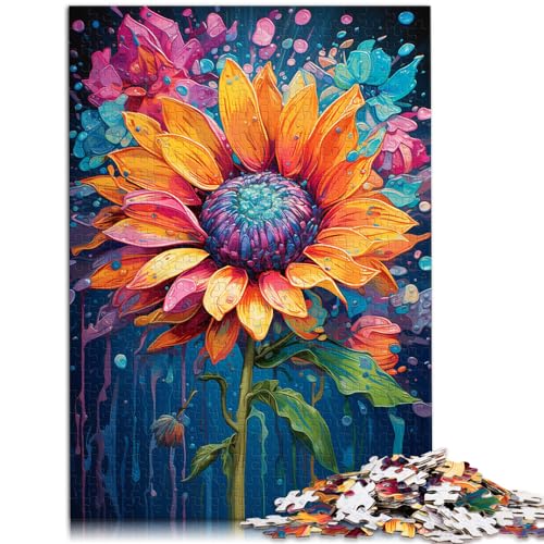 Puzzles zum Ausmalen von Sonnenblumen, Puzzles für Erwachsene, 1000-teiliges Puzzle, Holzpuzzles mit passendem Poster und Wissensblatt, 1000 Teile (50 x 75 cm) von LGNBTGM