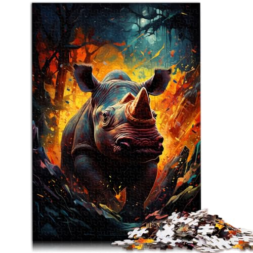 Puzzles zum Zeichnen von Nashorntieren für Erwachsene, 1000-teiliges Puzzle, Holzpuzzle, Spaß für zu Hause, Aktivitäten, Geburtstagsgeschenk, Reisegeschenk, 1000 Teile (50 x 75 cm) von LGNBTGM