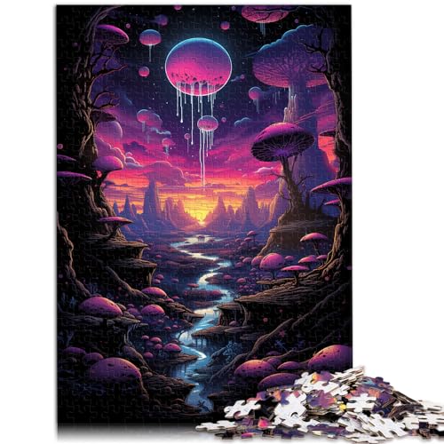 Puzzlespiel, Bunte psychedelische Landschaft, 500 Teile, Puzzle für Erwachsene, Geschenke, Holzpuzzle, schwieriges, schweres Puzzle für Frauen und Männer, 500 Teile (38 x 52 cm) von LGNBTGM