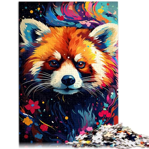 Puzzlespiel, farbenfrohe Psychedelie des Astronauten-Weltraum-Roten Pandas, 500-teiliges Puzzle, Holzpuzzle, tolles Geschenk für die ganze Familie, 500 Teile (38 x 52 cm) von LGNBTGM