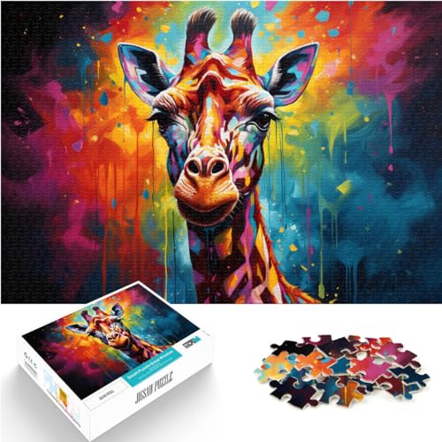 Puzzlespiel, farbenfrohe psychedelische Giraffenkunst, 300-teiliges Puzzle für Erwachsene, Holzpuzzle, ganze Familie, 300 Teile (26 x 38 cm) von LGNBTGM