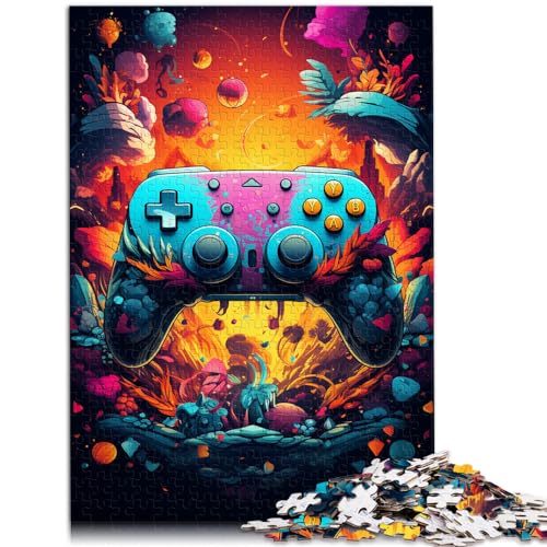 Puzzlespiel, farbenfroher Psychedelischer Spielecontroller, 1000-teiliges Puzzle, Holzpuzzle, ganze Familie, 1000 Teile (50 x 75 cm) von LGNBTGM