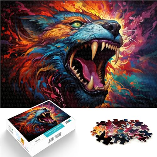 Puzzlespiel, farbenfrohes psychedelisches Feuerwolfac-Puzzle 500 Teile für Erwachsene, Holzpuzzle, dekomprimierendes geistiges Lernspielzeug, 500 Teile (38 x 52 cm) von LGNBTGM