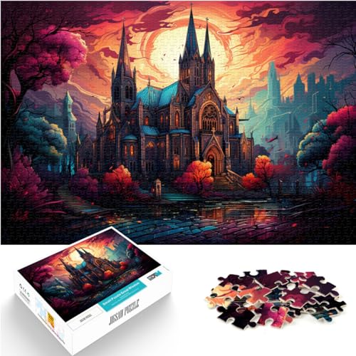 Puzzlespiel „Die farbenfrohe Psychedelie der Kathedrale Notre Dame“ Puzzle für Erwachsene, 1000 Teile, Holzpuzzle und Geschenkidee, 1000 Teile (50 x 75 cm) von LGNBTGM