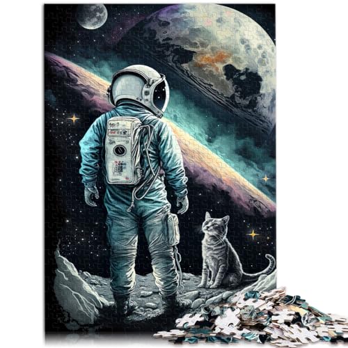 Puzzlespiel Astronauten- und Katzenpuzzle für Erwachsene, 1000-teiliges Holzpuzzle, Familienspiel zum Stressabbau, schwieriges Herausforderungspuzzle, 1000 Teile (50 x 75 cm) von LGNBTGM