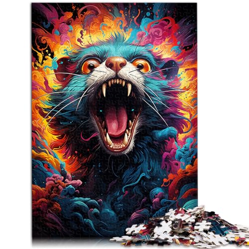 Puzzlespiel Bunte Psychedelie der Mäuse Puzzle für Erwachsene 500 Teile Holzpuzzle Einzigartige Geburtstags 500 Stück (38 x 52 cm) von LGNBTGM