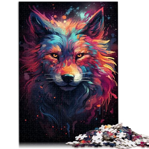 Puzzlespiel Bunte Psychedelie des galaktischen Tierwolfs. Puzzle 500 Teile. Holzpuzzle. Einzigartige Geburtstags 500 Teile (38 x 52 cm) von LGNBTGM