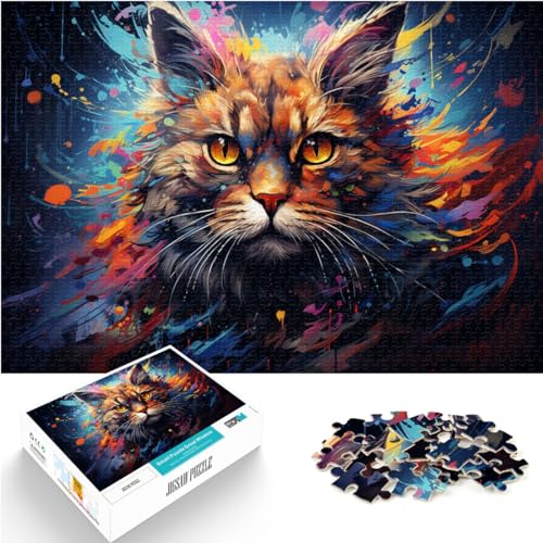 Puzzlespiel Buntes Katzenzeichnungspuzzle | Puzzle 500 Teile für Erwachsene, Holzpuzzle, Familienaktivitätspuzzle, Lernspiele, 500 Teile (38 x 52 cm) von LGNBTGM