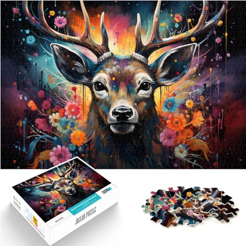 Puzzlespiel Fantasie-Regenbogenhirsch, 1000-teiliges Puzzle für Erwachsene, anspruchsvolles, unterhaltsames Spiel für die ganze Familie, 1000 Teile (50 x 75 cm) von LGNBTGM