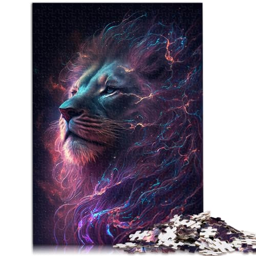 Puzzlespiel Galaxy Lion Animal Puzzle für Erwachsene und Ren1000 Teile Holzpuzzle Familienspiel Stressabbau Schwieriges Herausforderungspuzzle 1000 Teile (50 x 75 cm) von LGNBTGM