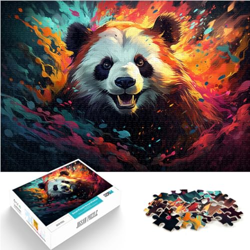Puzzlespiele, farbenfrohe psychedelische Panda-Puzzles für Erwachsene, 500-teiliges Holzpuzzle mit passendem Poster und Wissensblatt, 500 Teile (38 x 52 cm) von LGNBTGM