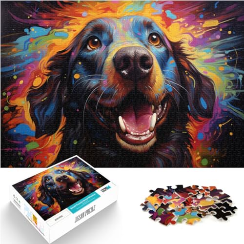 Puzzlespiele, farbenfroher Kunsthund für Erwachsene, 1000-teiliges Puzzle aus Holz, anspruchsvolles, unterhaltsames Spiel für die ganze Familie, 1000 Teile (50 x 75 cm) von LGNBTGM