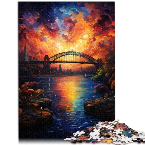 Puzzlespiele Bunte Psychedelie der Sydney Harbour Bridge 1000-teiliges Puzzle für Erwachsene, Holzpuzzle, Denkspiel 1000 Teile (50 x 75 cm) von LGNBTGM