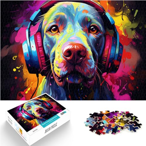 Spiel-Geschenk-Puzzle, Hund hört Musik, Puzzle 1000 Teile für Erwachsene, Holzpuzzle ganze Familie und die 1000 Teile (50 x 75 cm) von LGNBTGM