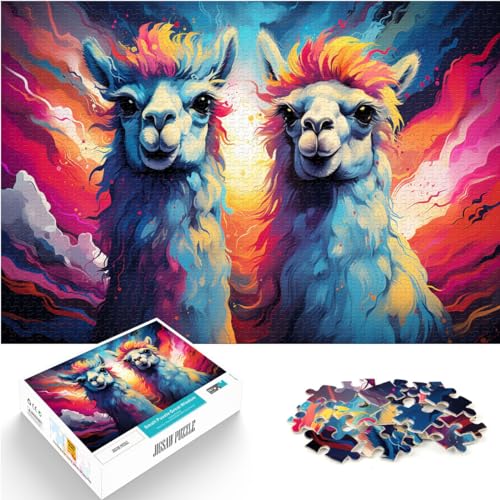 Spiel-Geschenk-Puzzle, buntes psychedelisches Alpaka für Erwachsene, 1000 Teile, Puzzle-Geschenke, Holz-Puzzle, Heimdekoration, Puzzle 1000 Teile (50 x 75 cm) von LGNBTGM