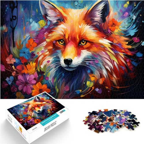 Spiel-Geschenk-Puzzle, farbenfroher Psychedelischer Kunstfuchs, 1000-teiliges Puzzle aus Holz, anspruchsvolles, unterhaltsames Spiel für die ganze Familie, 1000 Teile (50 x 75 cm) von LGNBTGM