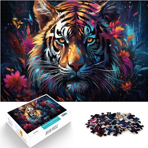 Spiel-Geschenk-Puzzle, farbenfrohes, schönes Tiger-Puzzle, 1000 Teile für Erwachsene, aus Holz, Puzzle für die Heimdekoration, Puzzle 1000 Teile (50 x 75 cm) von LGNBTGM