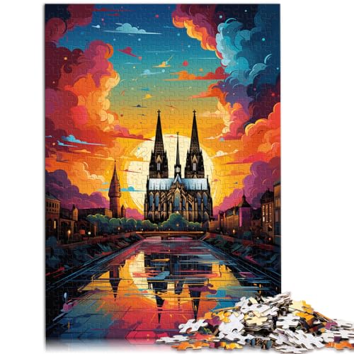 Spiel-Geschenk-Puzzle „Die farbenfrohe Psychedelie des Kölner Doms“ Schwieriges, anspruchsvolles Puzzle mit 1000 Teilen aus Holz für Puzzle-Geschenke, 1000 Teile (50 x 75 cm) von LGNBTGM