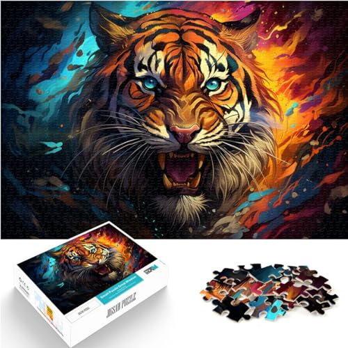 Spielgeschenk Jigsaw Tigers Bunte Psychedelica 1000-teiliges Puzzle Holzpuzzle Spielzeug Puzzle Lernspiele Stressabbau Puzzle 1000 Stück (50x75cm) von LGNBTGM