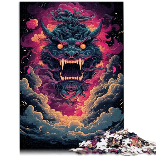 Spielgeschenk-Puzzle, Bunter Psychedelischer chinesischer Drache am Himmel, 1000-teiliges Puzzle für Erwachsene, Geschenke, Holzpuzzle, Familienspaß, Puzzle 1000 Teile (50 x 75 cm) von LGNBTGM