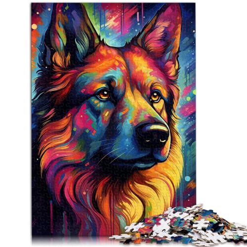 Spielgeschenk-Puzzle, farbenfrohes, psychedelisches Puzzle mit deutschem Schäferhund, Kunst-Puzzle für Erwachsene, 1000 Teile, Holzpuzzle, 1000 Teile (50 x 75 cm) von LGNBTGM