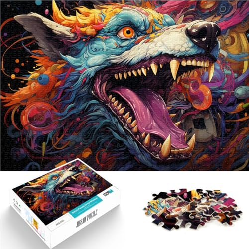 Spielgeschenk-Puzzle „Die farbenfrohe Psychedelie der mechanischen Hunde“, 300-teiliges Puzzle, Holzpuzzle, interessantes Puzzle zur Stressreduzierung, 300 Teile (26 x 38 cm) von LGNBTGM
