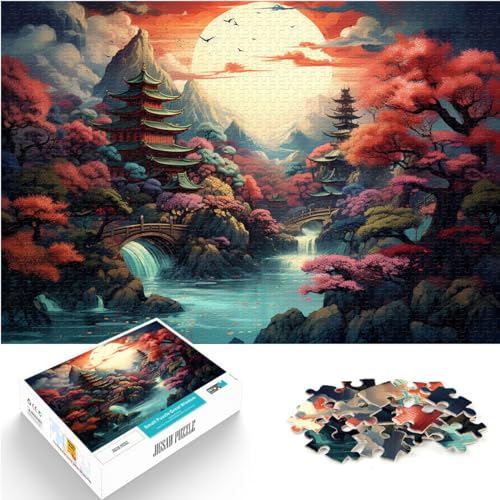 Spielgeschenk Puzzle Buntes psychedelisches Retro-Landschaftspuzzle 300-teiliges Puzzle für Erwachsene Holzpuzzle 300 Teile (26 x 38 cm) von LGNBTGM