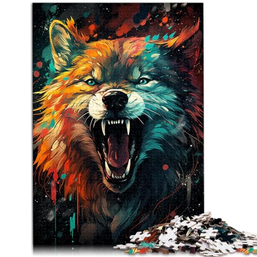 Spielgeschenk Puzzle Nebelwölfe Bunt Psychedelisch 1000 Teile Puzzle Holzpuzzle Spielzeug Puzzle Lernspiele Stressabbau Puzzle 1000 Teile (50x75cm) von LGNBTGM