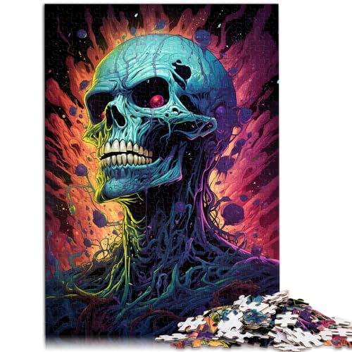 Spielgeschenk Puzzle Psychedelischer Farbmalerei-Totenkopf 300 Teile Puzzle Holzpuzzle Wanddekoration Einzigartige Geburtstags 300 Teile (26 x 38 cm) von LGNBTGM