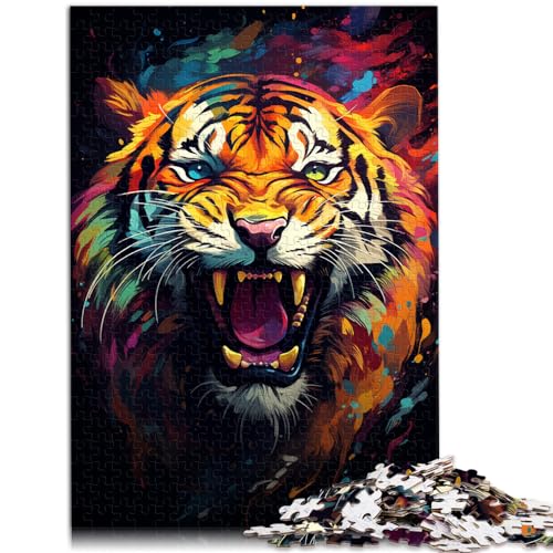 Spielgeschenk Puzzle majestätisches Gemälde Tiger für Erwachsene 500 Teile Puzzle Holzpuzzle Spielzeug Puzzle Lernspiele Stressabbau Puzzle 500 Teile (38 x 52 cm) von LGNBTGM