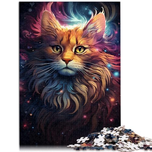 Spielzeug-Puzzle, Nebelkatzen, farbenfrohes psychedelisches Puzzle, 500 Teile, für Erwachsene, Holzpuzzle als Geschenk für die ganze Familie, 500 Teile (38 x 52 cm) von LGNBTGM