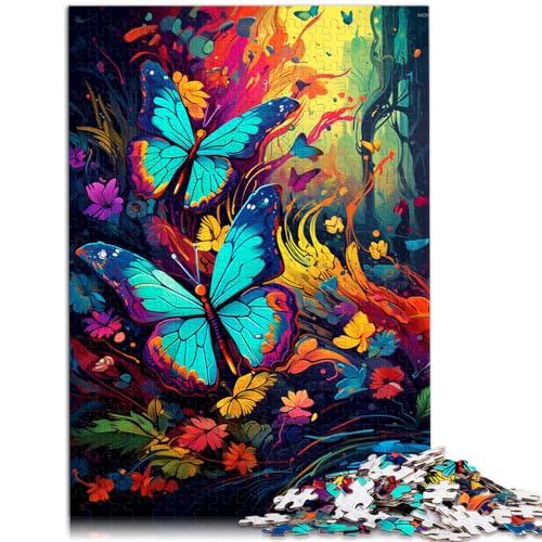 Spielzeug-Puzzle, Psychedelischer bunter Schmetterling, Puzzle, 300-teiliges Puzzle für Erwachsene, Holzpuzzle, Geschenke für Freunde und Familie, 300 Teile (26 x 38 cm) von LGNBTGM