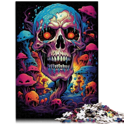 Spielzeug-Puzzle, bizarrer bunter Totenkopf, 500-teiliges Puzzle für Erwachsene, Holzpuzzle, anspruchsvoll, Aber unterhaltsam und humorvoll, 500 Teile (38 x 52 cm) von LGNBTGM